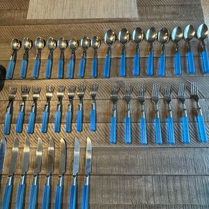 Blue Handle Stainless Steel Flatware Set - Home Dining